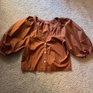 STAUD Women's Brown Puff Sleeve Blouse